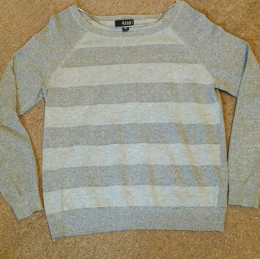 A.n.a. Petite metallic striped sweater